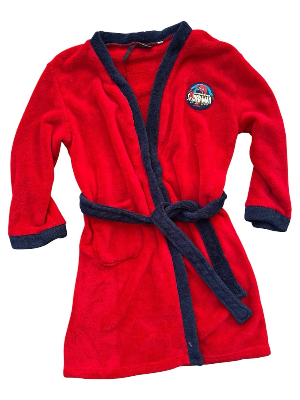 Boys Size 10 The Amazing Spiderman Terry Clothbath Robe Red And Blue W/ Tie